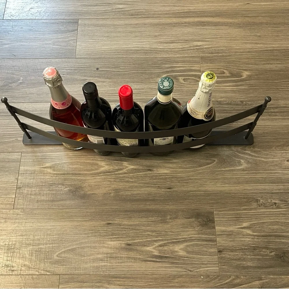 Crate & Barrel Tiburon 8 Bottle Black Metal Wine Rack